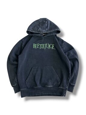 Disney Beetlejuice Hoodie Charcoal Wash Sz XS